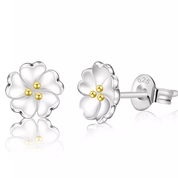 🌼Last 1🌼Flower 925 Sterling Silver Stud Earrings - Picture 2 of 7